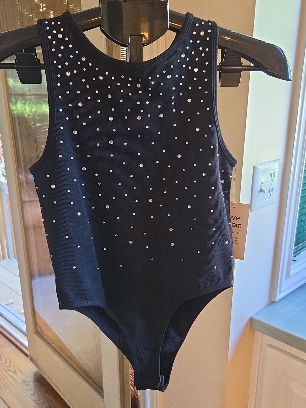 Love Poem Black with Rhinestones One-Piece Bodysuit